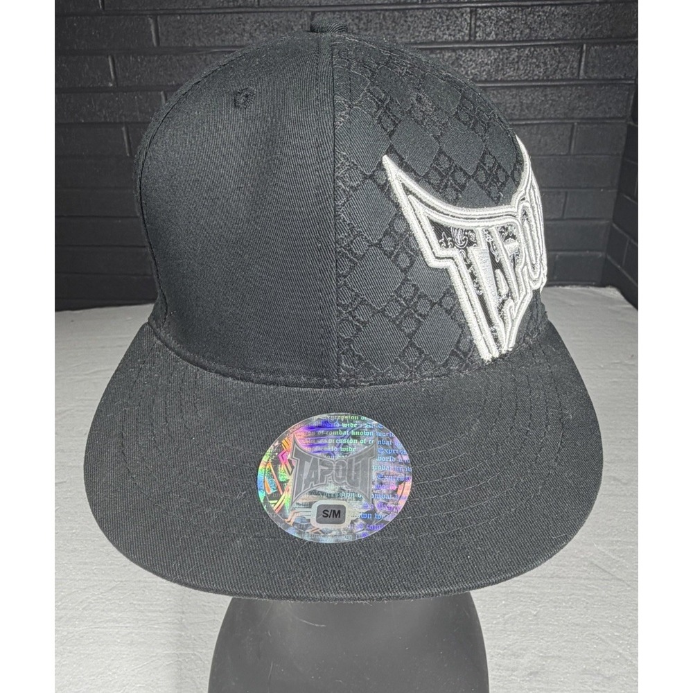 Y2K Tapout Mens Black Fitted Hat S/M  Fence MMA Tek Flex Cap